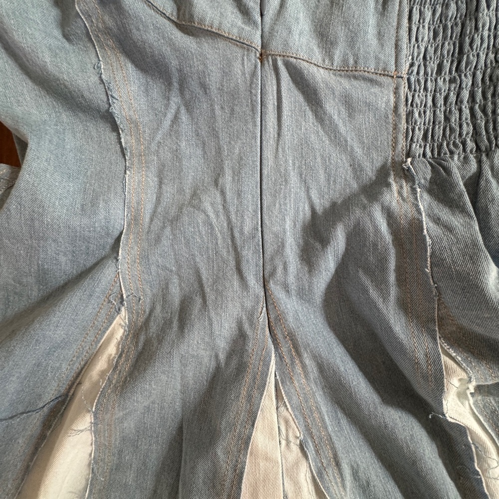 Pilcro Strapless Blue and Cream Dress - Picture 9 of 14